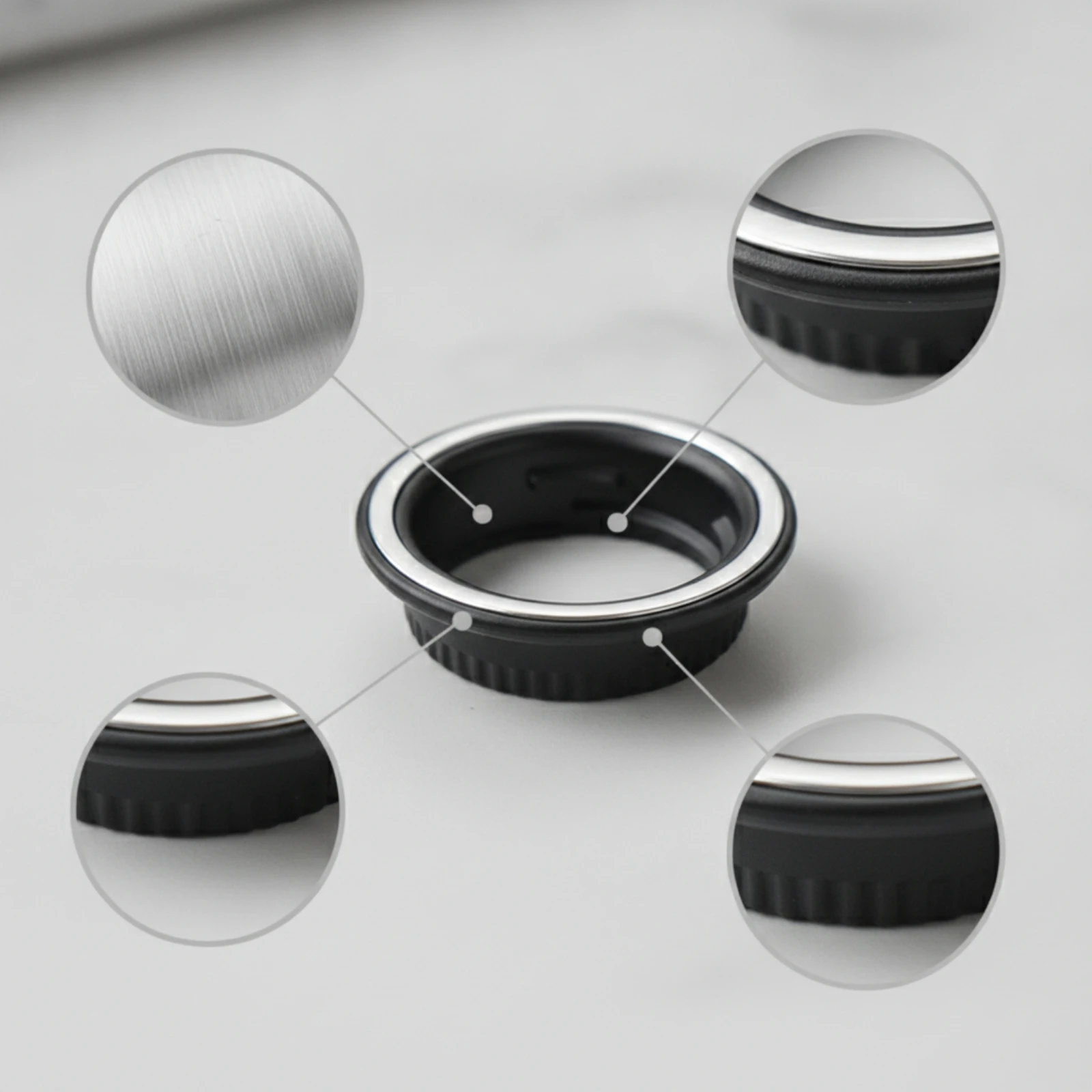 Push Start Button Bezel Ribbed Ignition Push Button Decorative Bezel Round Automotive for Car Enthusiasts, Dashboard