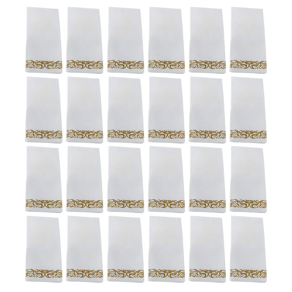 

50Pcs Golden Print Paper Napkins Thickened Decorative Party Napkins for Wedding Birthday Dinner Disposable Guest Tabletop