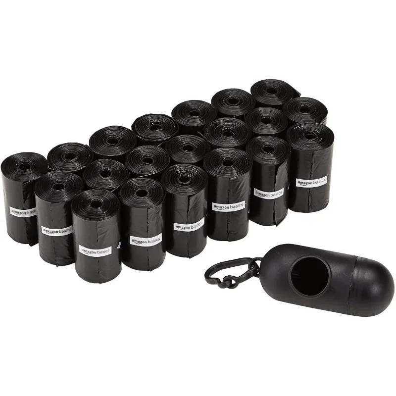 

Dog Poop Bags with Dispenser, 300 Count, Enhanced for Guaranteed Leakproof, Unscented, Includes Leash Clip
