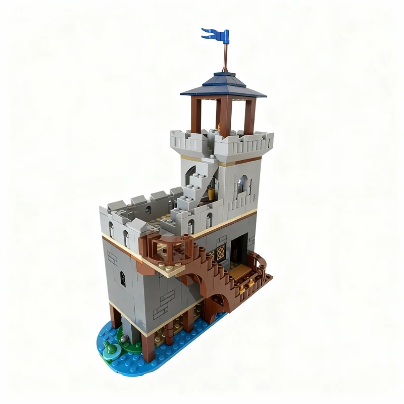 602pcs MOC Lakeside Outpost Castle Model Building Blocks Christmas Gift Toy Display Birthday Creative Art Assemble Collection