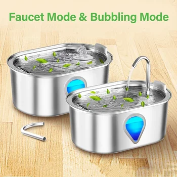3.5L large capacity pet water dispenser automatic stainless steel cat water fountain with LED Lighting 4