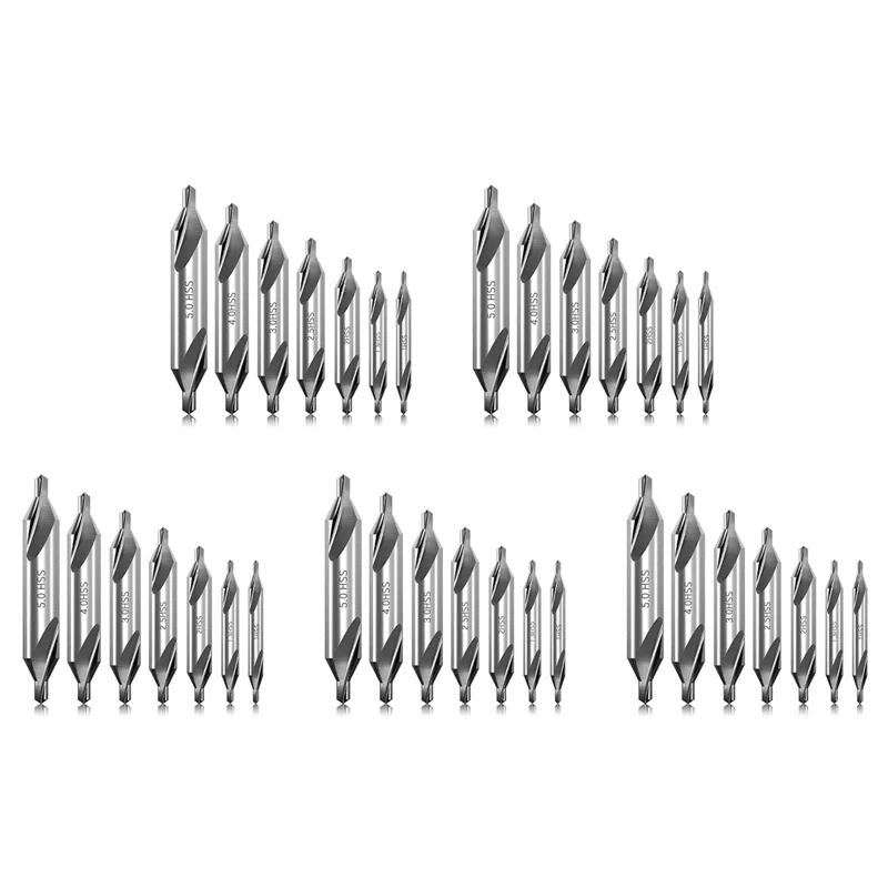 

A02F-35 Pcs Center Drill Bits Set 60-Degree Angle Center Drill Bits Kit Countersink Tools For Lathe Metalworking