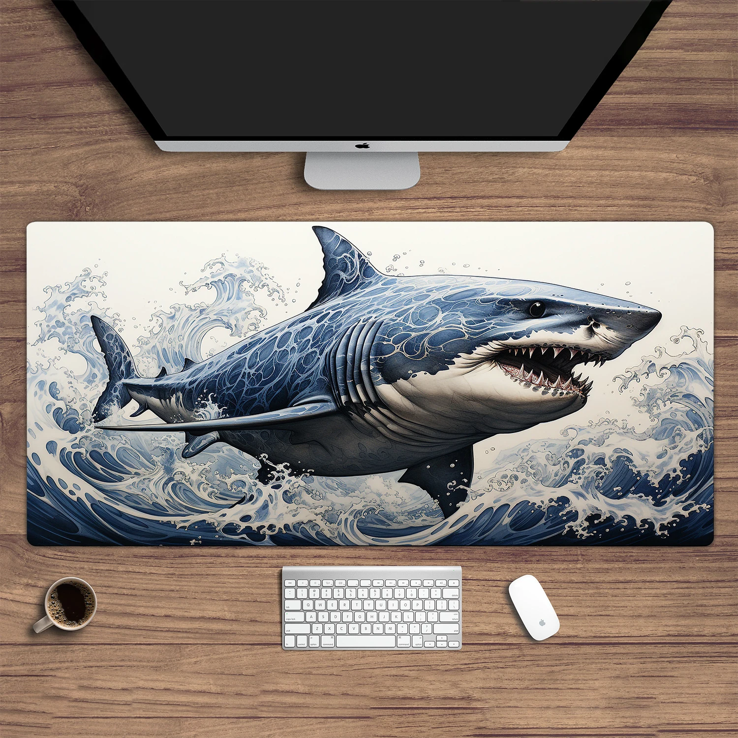 Shark Mouse Pad, Ocean Lover Gifts, Sea Turtle Animal Table Mat Large Gaming Mouse Pad Gifts for Gamers Desk Decor