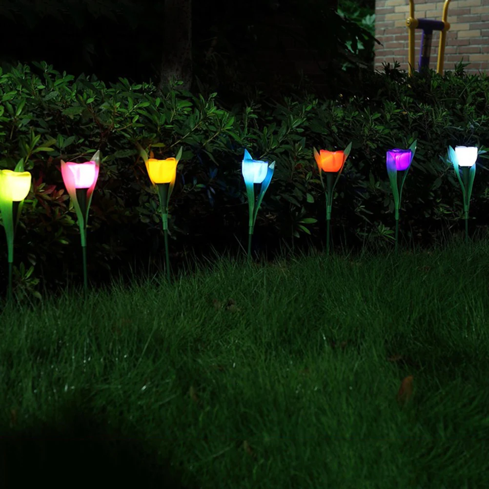 7 stuks Solar LED Tulp Lights Outdoor Tuin Gazon Pad Landschap Verlichting Zacht Romantisch Decoratief LED Tulp Licht