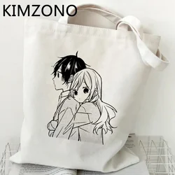 Horimiya shopping bag tote shopping reusable jute bag shopper cotton bag string bolsa compra sac toile