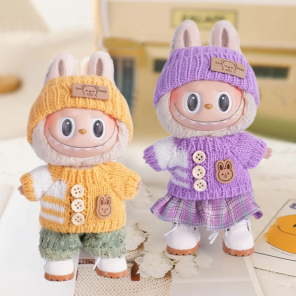سترة الملابس مجموعة ل 17 سنتيمتر Labubu دمية الملابس لطيف سترة الملابس مجموعة دمية DIY بها بنفسك اكسسوارات ألعاب التدريب الهدايا [لا دمية]