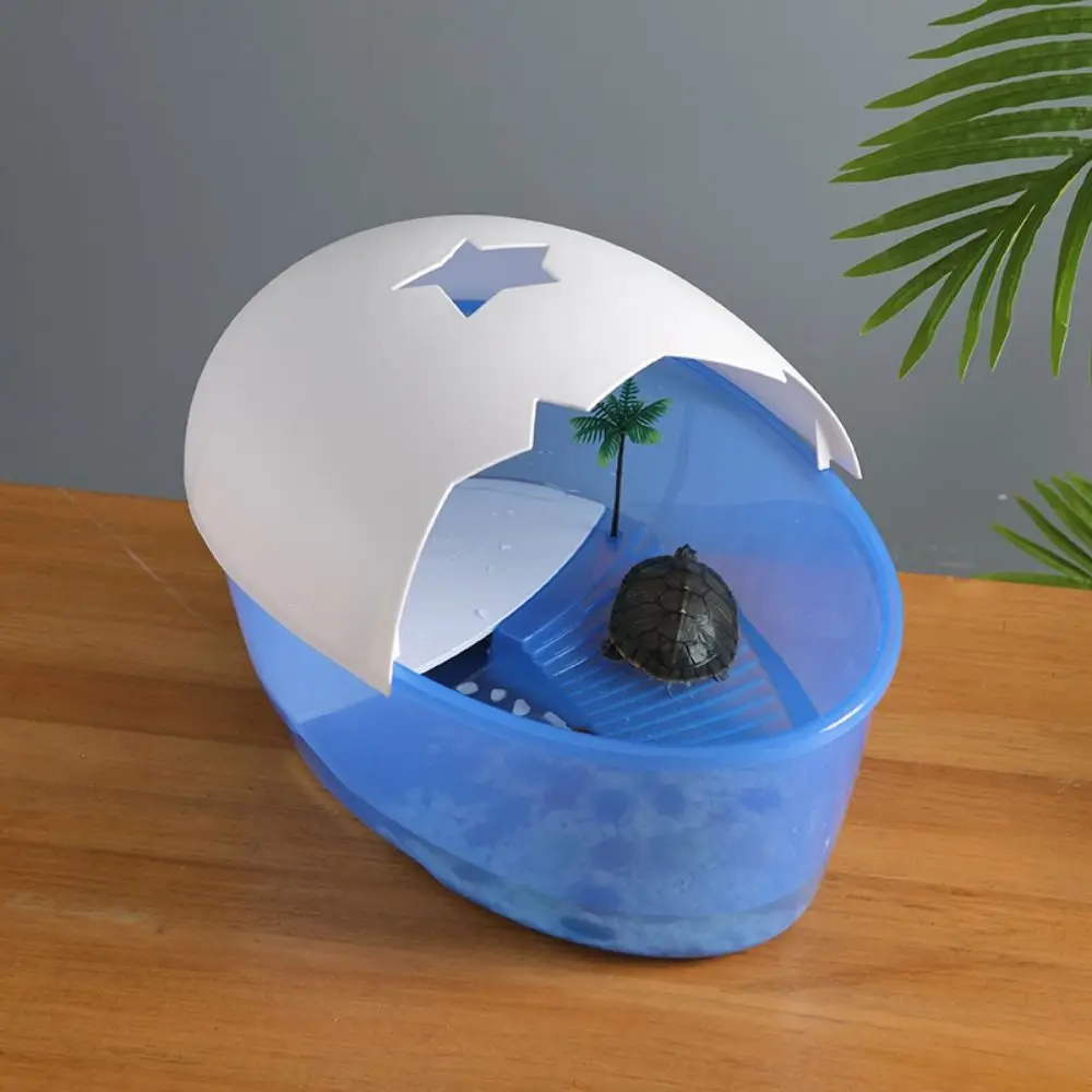 

With Cover Turtle Hydroponic Box Removable Safety Animal Water Tank Recyclable Egg-shape Container Box Terrarium Habitat