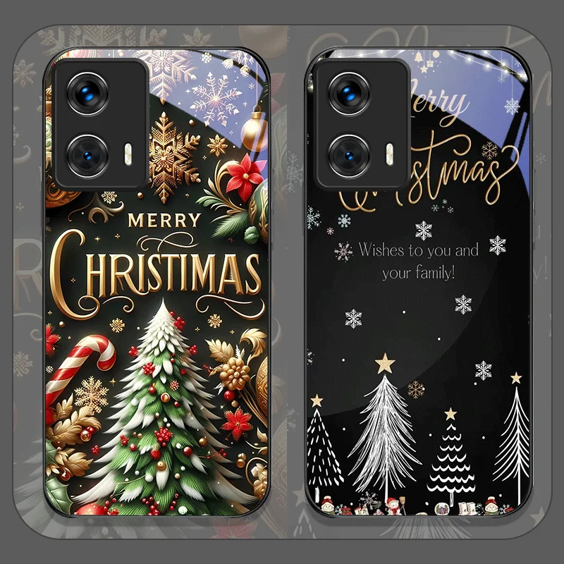 Чехол из закаленного стекла с рисунком рождественской елки для Motorola Moto G85 G84 G75 G55 Edge 50 Fusion 40Neo 30 Pro 5G, чехлы Чехол из закаленного стекла с рисунком рождественской елки для Motorola Moto G85 G84 G75 G55 Edge 50 Fusion 40Neo 30 Pro 5G, чехлы