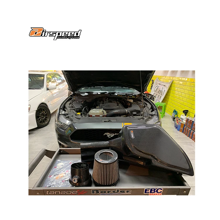 Airspeed Brand Real Car Data Development 100% Dry Carbon Fiber Cold Air Intake System For Ford Mustang 2.3T