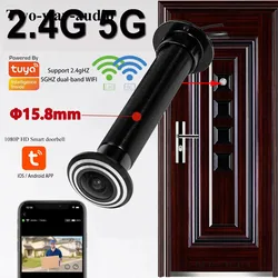 5G 2.4G WIFI 16MM Tuya Wifi Door Eye Camera Mini Peephole Door WifI IP Camera 1.66MM Wide Angle FishEye Audio TF Card Slot