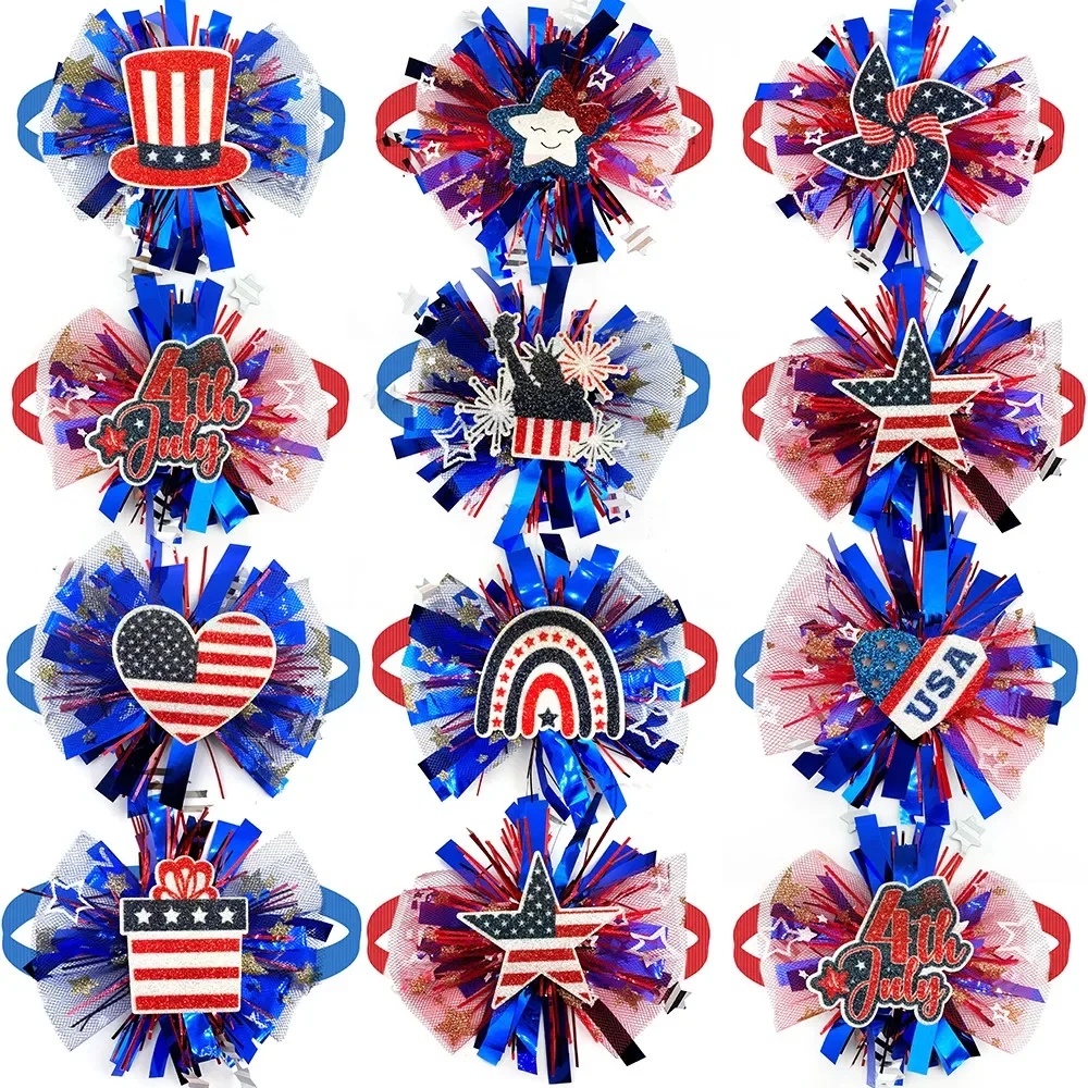 

New Style American Independence Day Pet Dog Bow Tie Small Dog Neckties Cat Puppy Decorations Bowties Adjustable Dog Collar