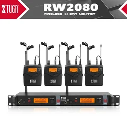 XTUGA RW2080 Dual Channnels Transmitter Bodypack Stage Performance Monitoring System Whole Metal Wireless In Ear Monitor System