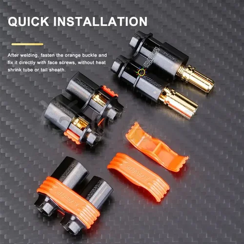 Imagen 2 del producto REB 6808 PRO D6 200A enchufe chapado en oro 6mm conector de batería de litio para vehículo eléctrico hembra No requiere soldadura toma de Banana