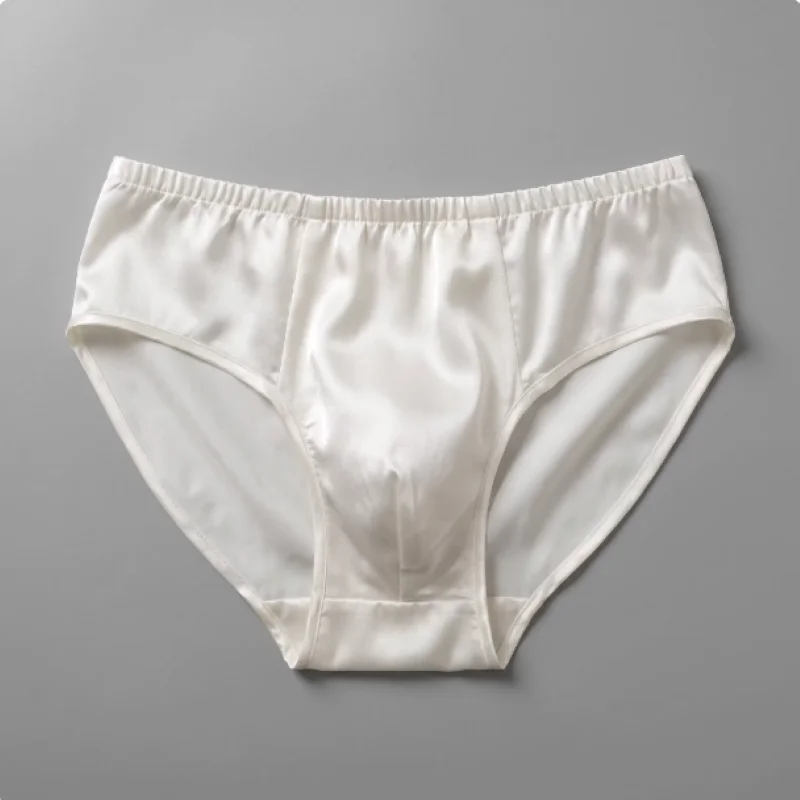 Hand Stitched Men's Mulberry Silk Briefs 19 Momme Stretch Silk Satin Breathable Convex Pouch Underwear Luxury Gift For Men