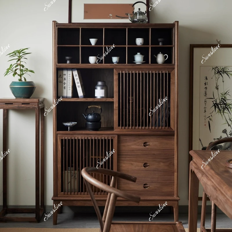 

New Chinese Solid Wood Bogu Shelf Duobao Pavilion Black Walnut Bookcase Shelf