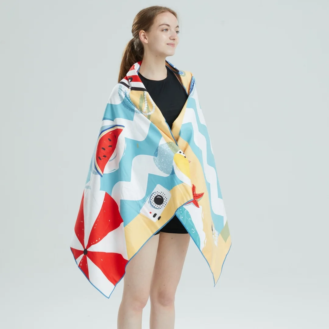 Microfiber Bath Towel Swimming Sport Print Quick Dry Sandless Beach Blanket Soft Comfortable for Men Women Camping Pool Towel