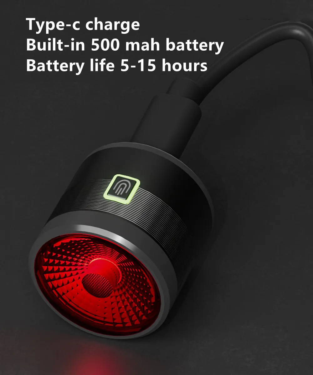 Bicycle Brake Sensing Tail Light LED Bike Rear Safety Flash Taillights Road Mountain Cycling USB Rechargeable 5 Modes Waterproof