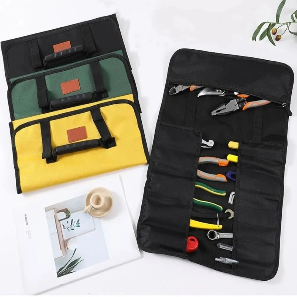 

Elastic Coil Folding Reel Rolling Tool Bag Separate Storage Portable Multi-function Tool Box Oxford Cloth Handbag