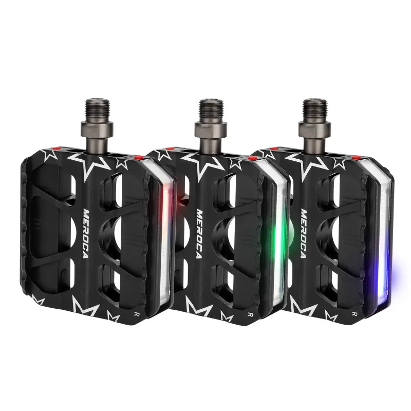 Bike Color Lights Pedal Mountain Bike Aluminum Alloy Seven Types of Lights 360-degree Visible Bicycle Pedal Bicycle Parts