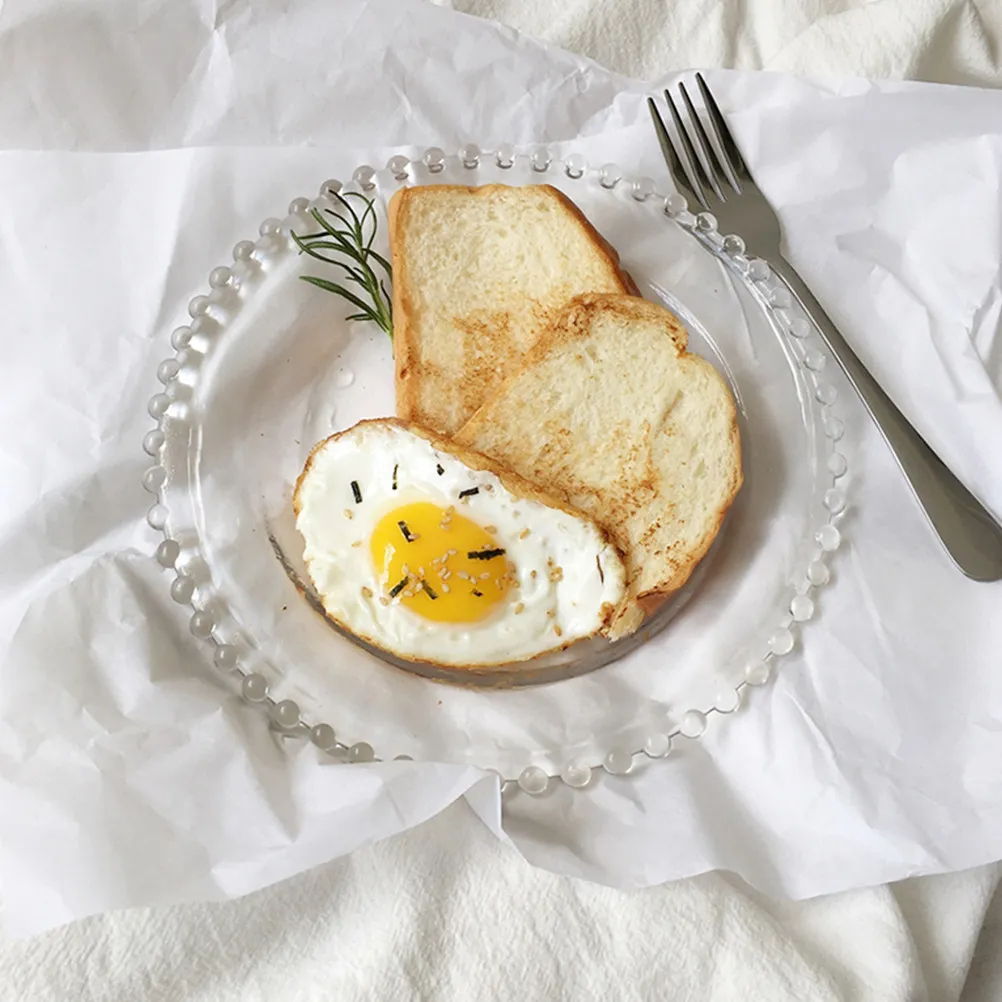 

1Pcs Premium Transparent Glass Plate with Pearl Edge Creative Style for Salad Fruit Cake Decoration Dinner Party Use