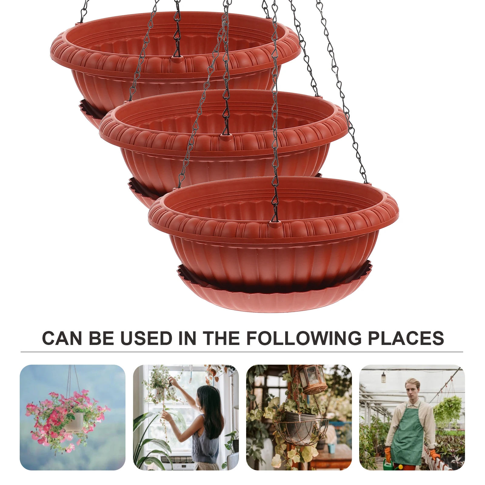 

3 Sets Hanging Flower Pot Indoor Planters Flowerpot Flowers Iron for Plants Outdoor Office