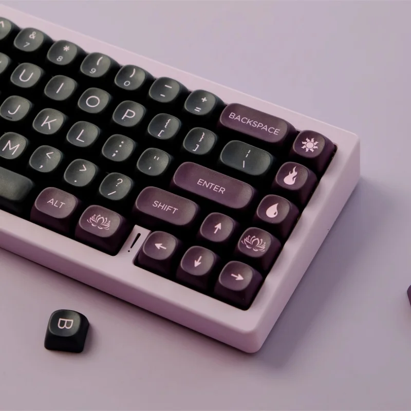Retro Black Keycaps Set,126 Keys MOA Profile Double Shot Custom PBT Key Caps For MX Mechanical Keyboard 60% 65% 75% 98% 100%