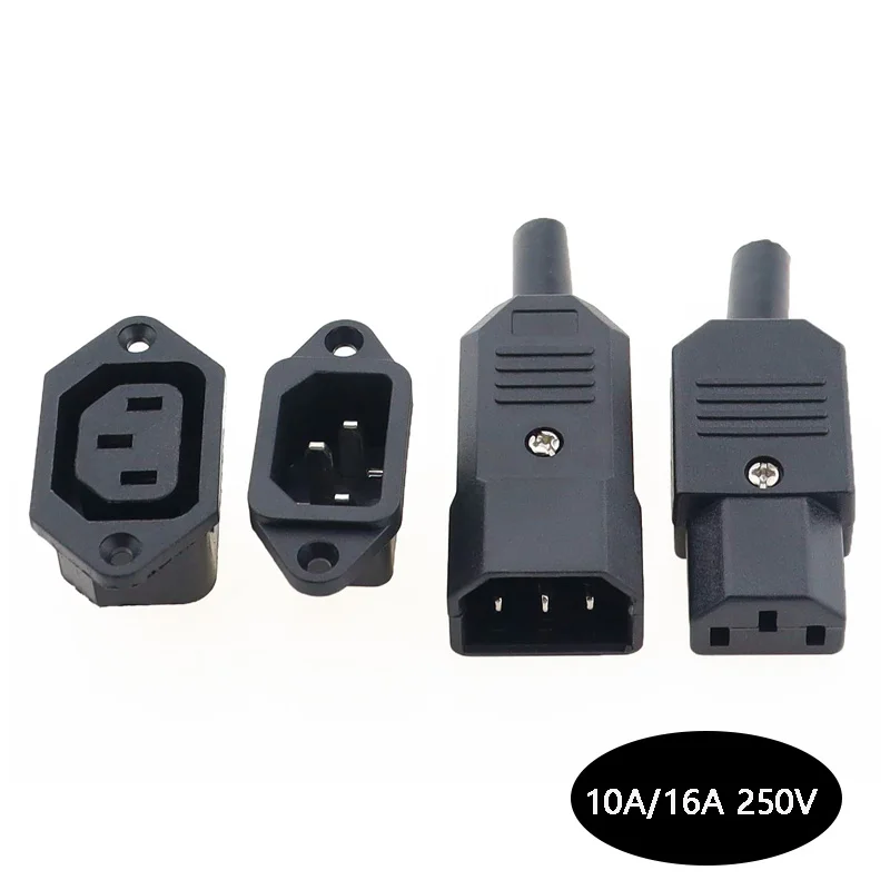 IEC320 C14 C13 Electrical AC Socket 3 Female Male Inlet Plug Connector 3pin Socket Mount