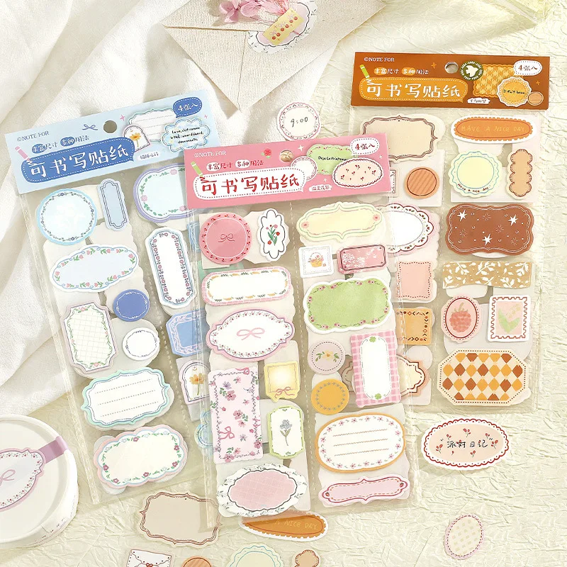 4 Sheets Into Writing Die-cut Stickers Beautiful Label Sticker Series Light Retro Border Marker Stickers Planner Kawaii Stickers