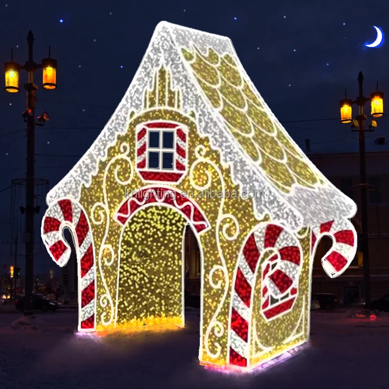 Customizable 3D House Motif Light Outdoor Christmas Festival Light Decorations 24V/220V Model Lights for Cultural Festivals