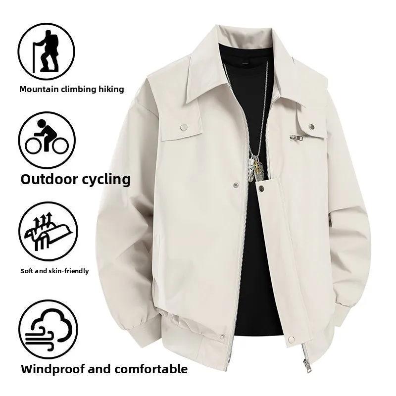 

Мужская куртка премиум-класса для пешего туризма, альпинизма, ветрозащитная, удобная, на молнии, классические куртки с отложным воротником, весенне-осеннее мужское тонкое пальто