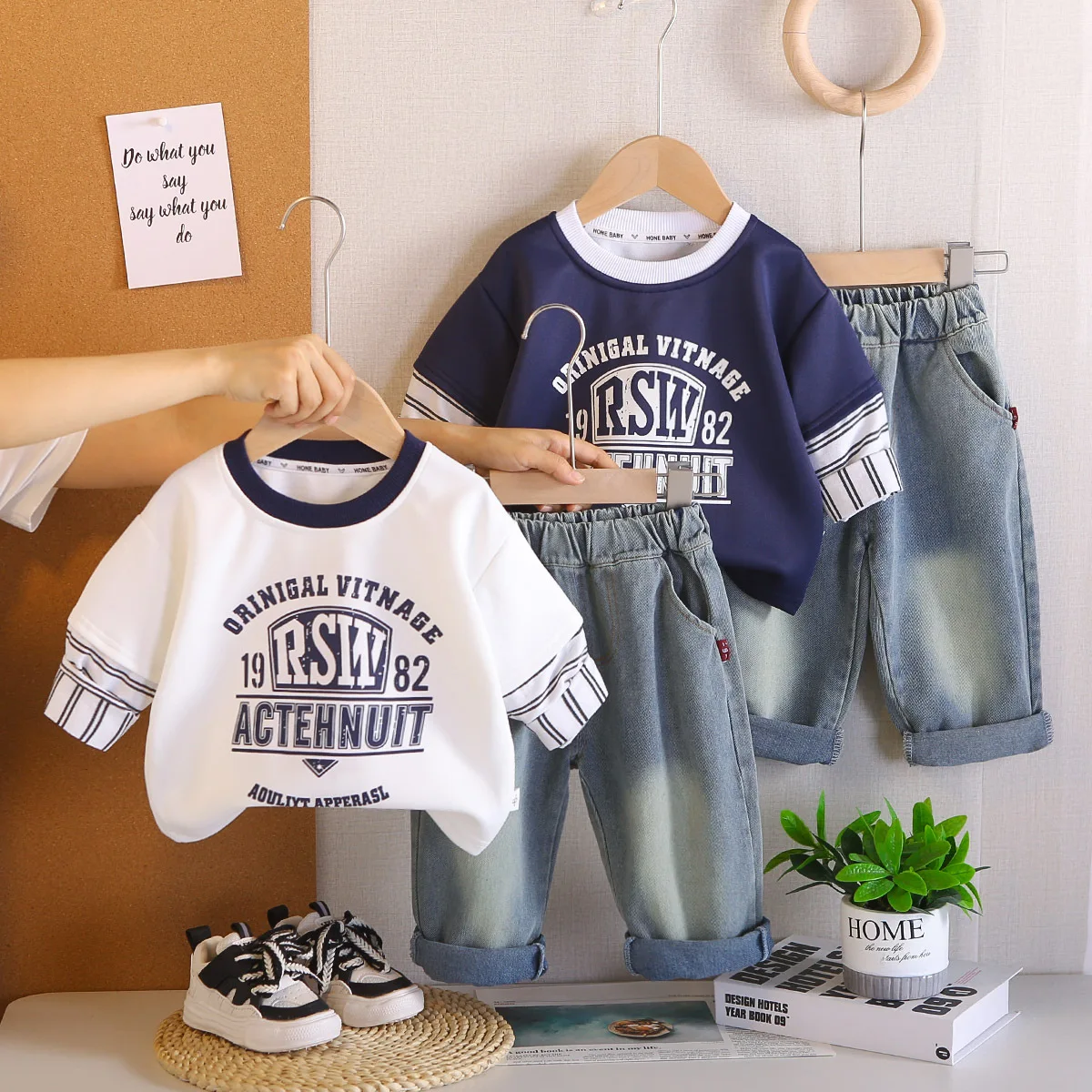 

Boys Clothes Sets Spring Autumn 2025 Children Casual T-shirts Denim Pants 2pcs Sports Suit For Baby Tracksuits Kids Outfits 4 5Y