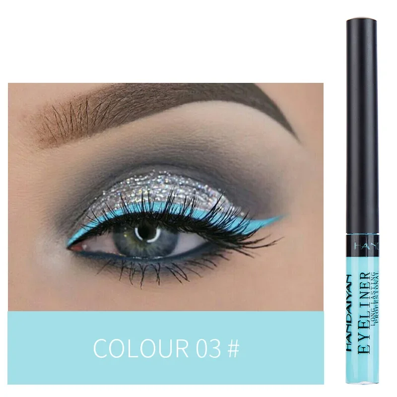 Kleurrijk Vloeibaar Eyelinerpotlood Waterdicht Langdurig Sneldrogend Geen bloeiende eyeliner Pen Cosmetica Gereedschap Blauw Roze Wit 2024