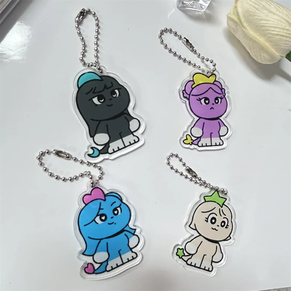 KPOP Winter Giselle Cute Cartoon Keychains Ningning Acrylic Keyring Backpack Key Pendant Boys Girls Fans Birthday Creative Gifts