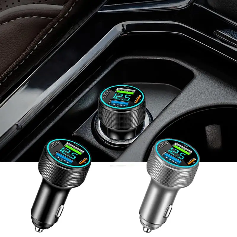 

Car USB Charger 4 Port Automobile Type C USB Charger Adapter Car Accessories Plug in Adapter Outlet with LED Digital Display