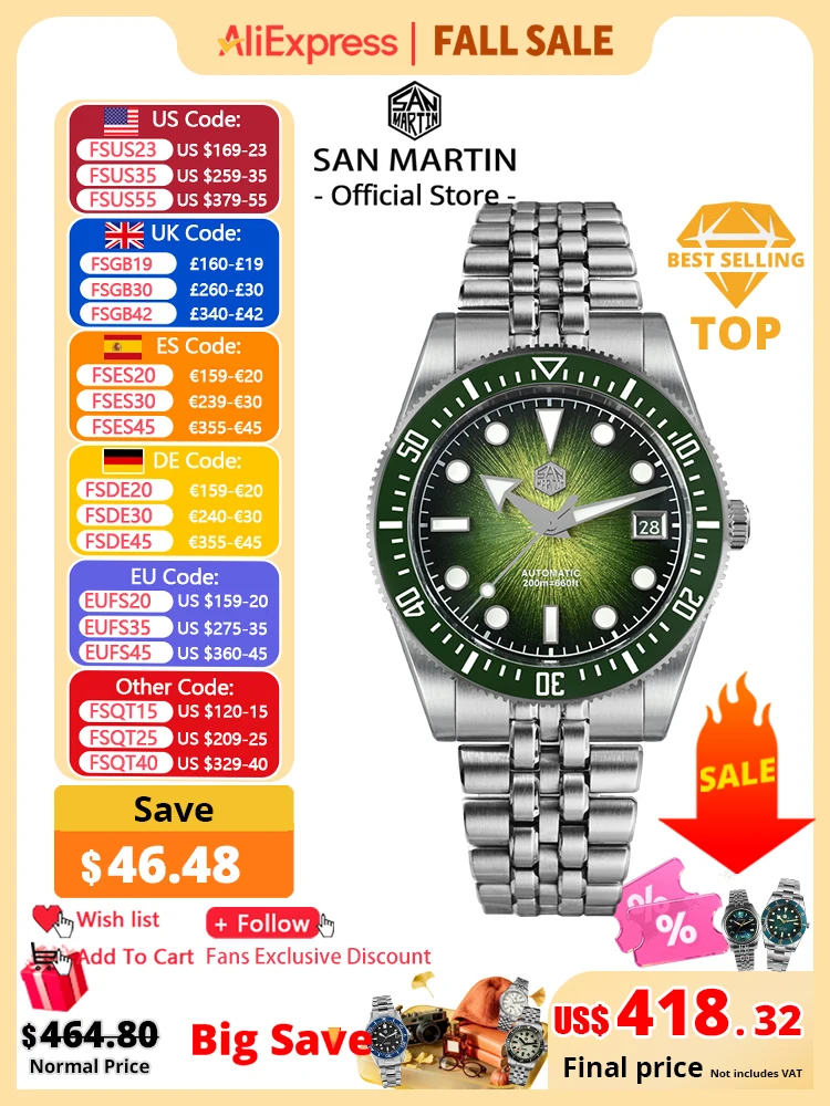Cloisonne Enamel Dial - San Martin 37.5mm 40mm Men Diver