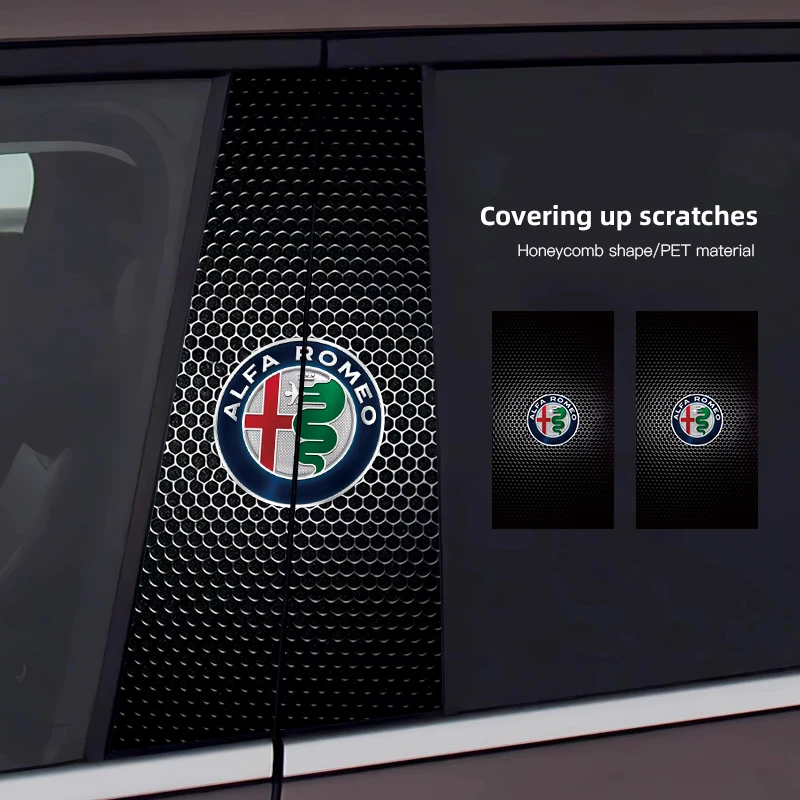 Pegatinas creativas de columna media de coche para Alfa Romeo 156 159 147 4C 8C 166 Giulia Giulietta Mito Stelvio Spider GT Tonale Disco