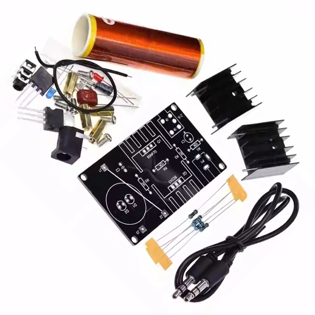 1 Set Mini Tesla Coil Kit 15W Mini Music Tesla Coil Plasma Speaker Tesla Wireless Transmission DC 15-24V DIY Kits