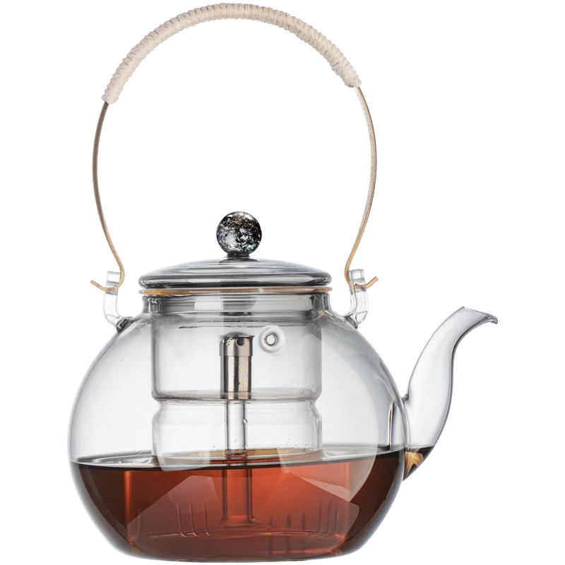 Japanese-style beam glass pot large-capacity cooking dual-purpose steam tea maker set household starry sky ink teapot