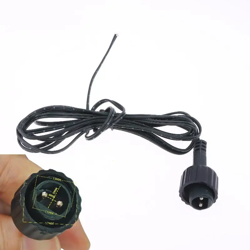 1Pcs Waterproof Extension Cable For Solar Panel 2Pin LED Connector Male 2 Meters Black 2Pin Plug Connector Wire