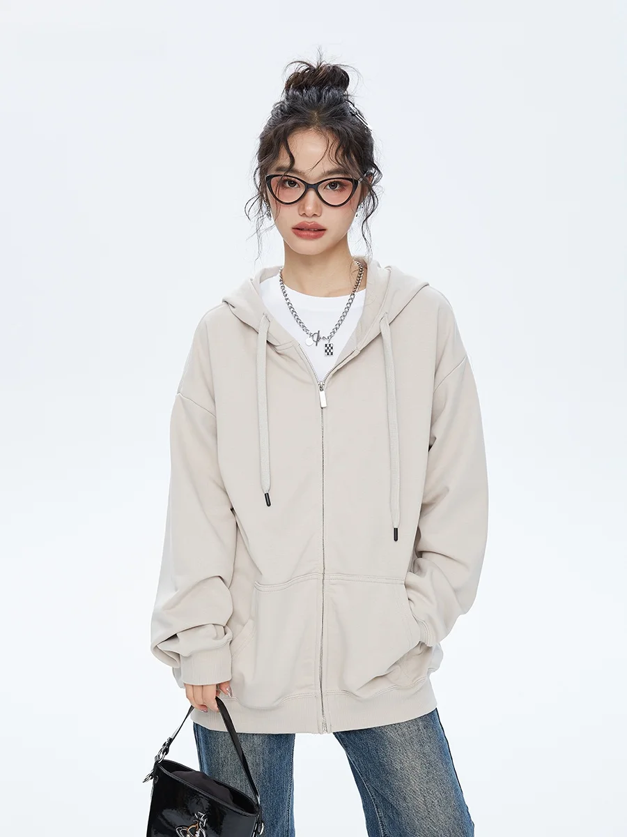 Capricorn Casual Zipper Sweatshirt Cardigan Women's Loose Versatile Autumn Outerwear Comfortable Polyester Cotton Blend