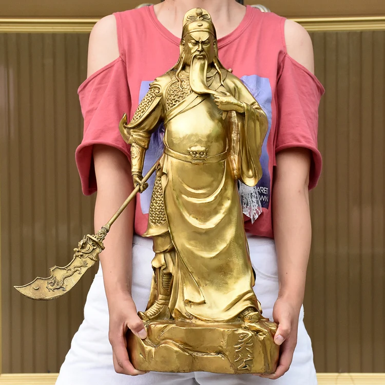 

56CM 22" large # OFFICE home Porch lobby business efficacious Protection-Money Drawing fortune God GUAN GONG copper statue