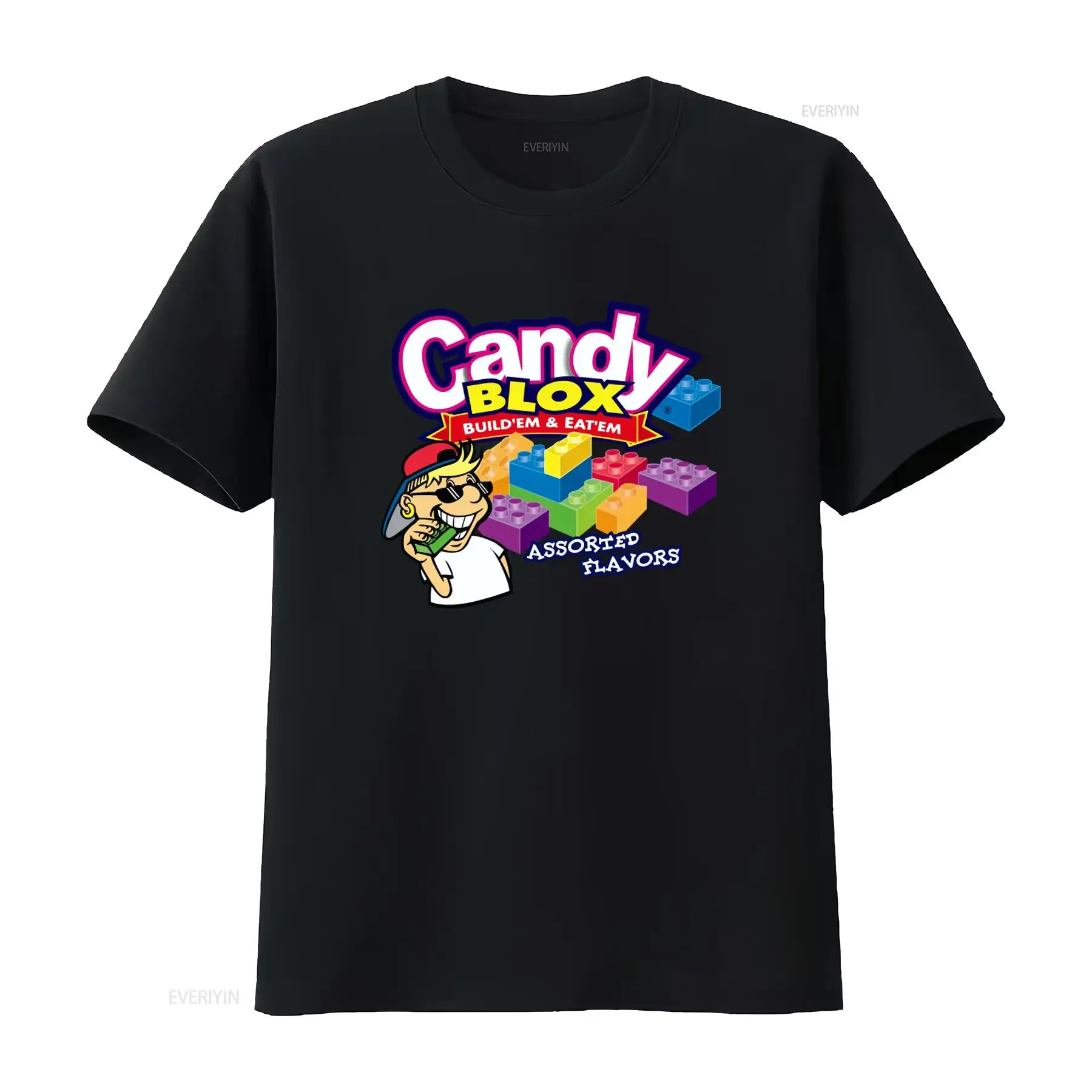 Candy Blox Dubble Bubble T Shirt Build 'Em Eat Assorted Flavors Design for Fun Style vintage Washed Stylish Unisex