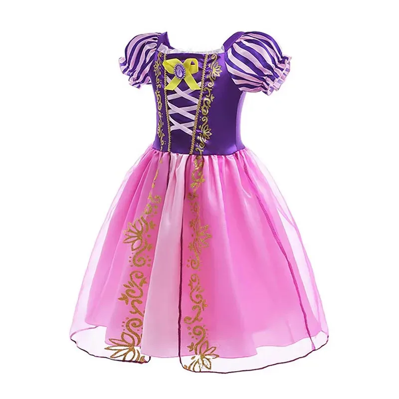Disfraz clásico de princesa Rapunzel para niñas, vestido morado, conjunto completo lf[5
