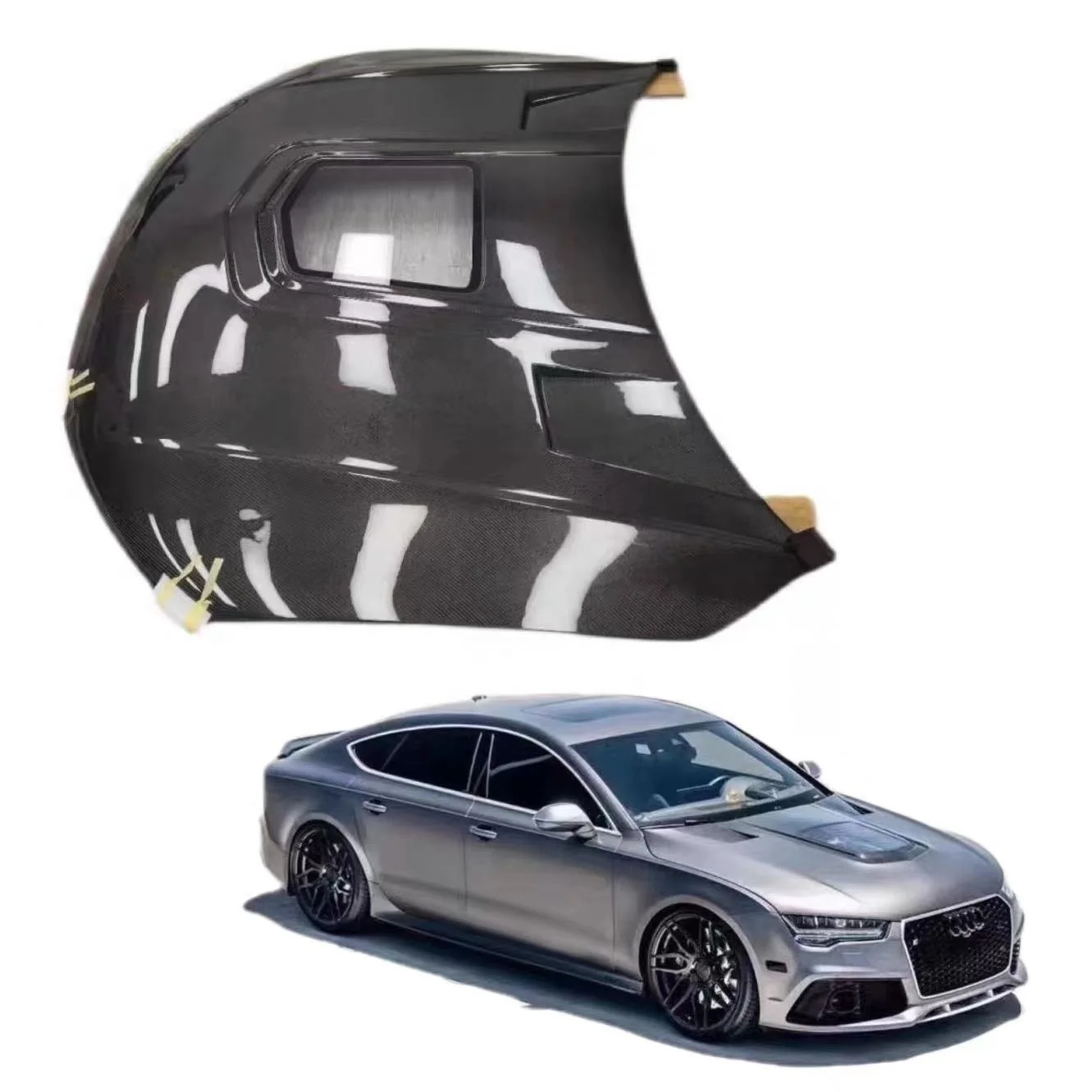 

hot Sale IMP Style 3K Carbon Fiber Semi Transparent Engine Hood For A7 S7 RS7 2012-2018