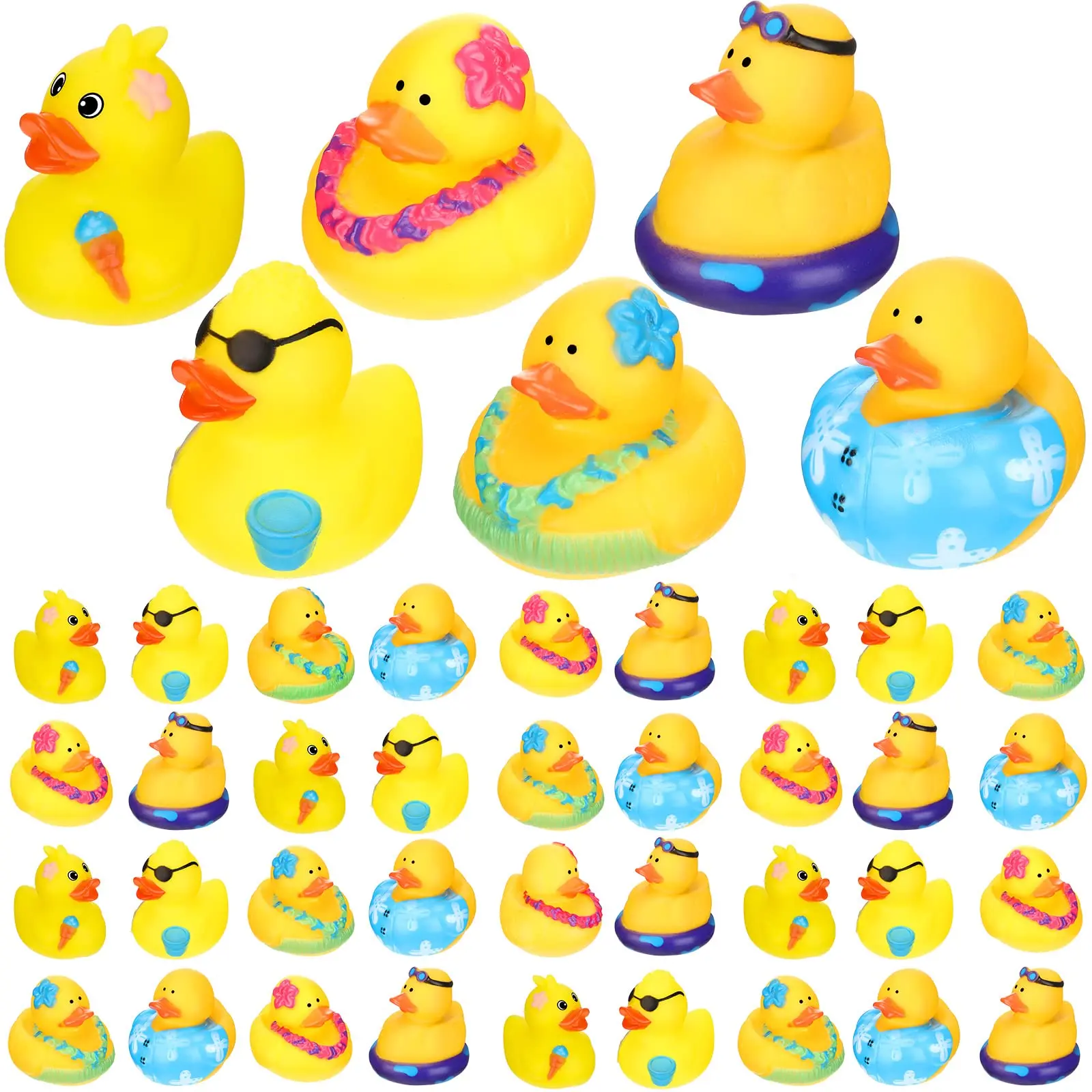 

12/24/36 Pcs Rubber Ducks Summer Beach Bath Toy Rubber Duck Bulk Yellow Ducks for Birthday Gifts Shower Party Favors Activity