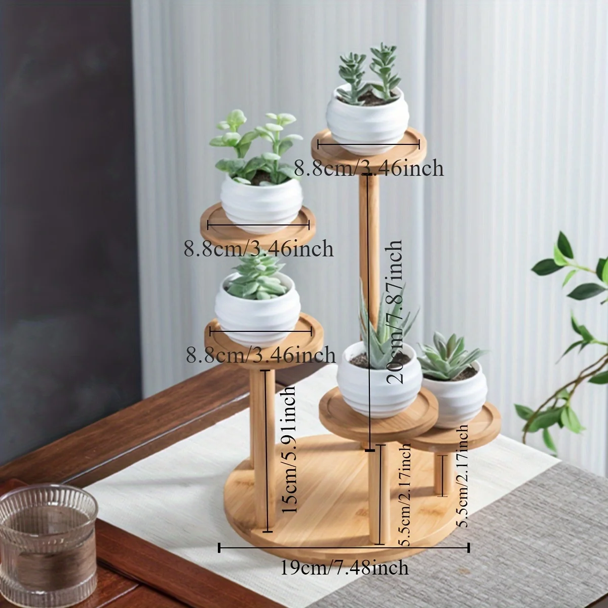 

1/2 Pcs Five Outdoor Wooden Multi-plant Ladders Table Plant POTS Stand in The Living Room, Balcony, Botanical Garden