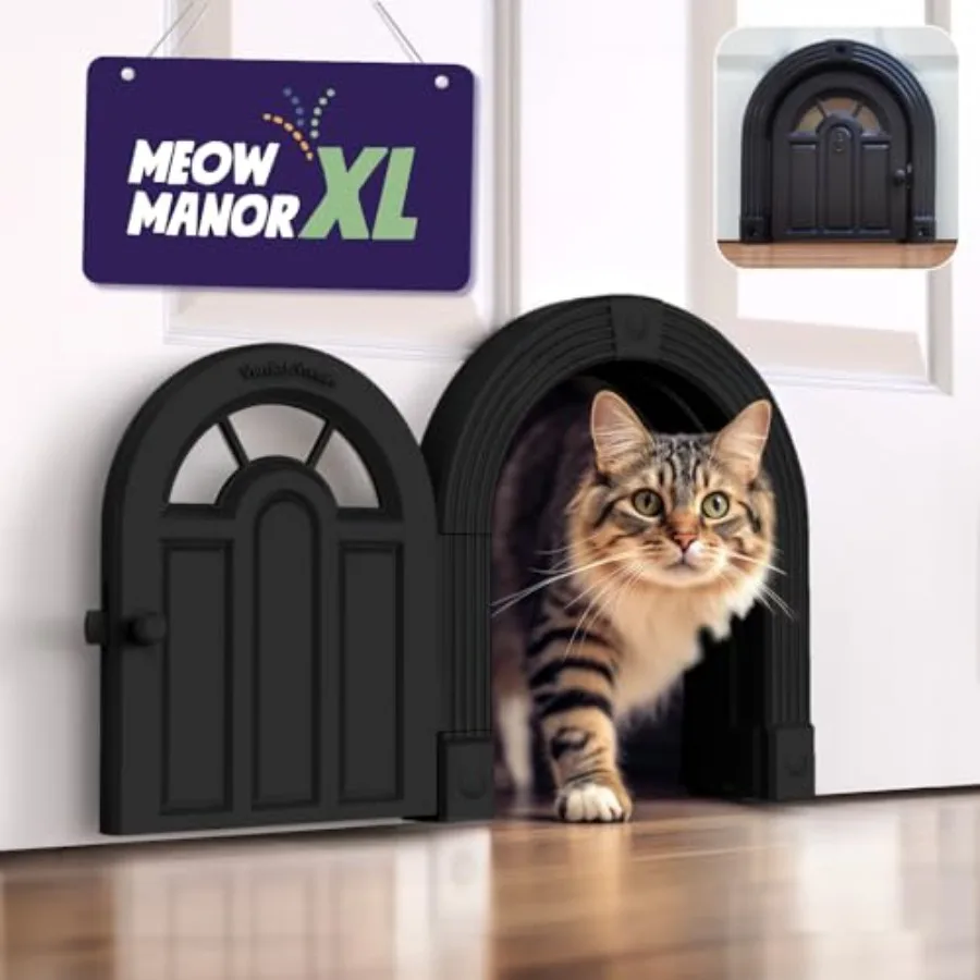 

Meow Manor® XL Interior Cat Door No-Flap Pet Door for Interior Doors, Easy DIY Installation, Cat Door for Cats up to 30 lbs