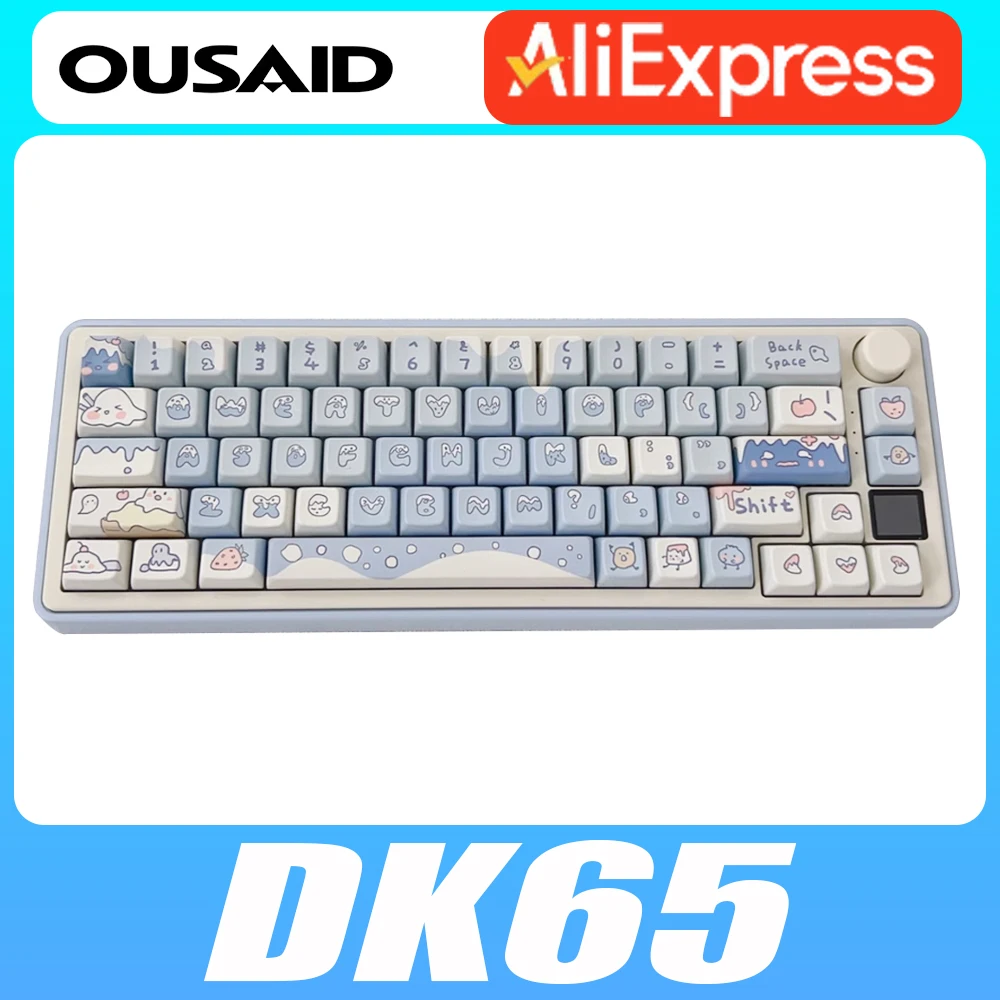 OUSAID DK65 Mechanical Keyboard Aluminium Alloy Customize Screen Three Mode Wireless Gaming Keyboard Multifunctional Knob Pc