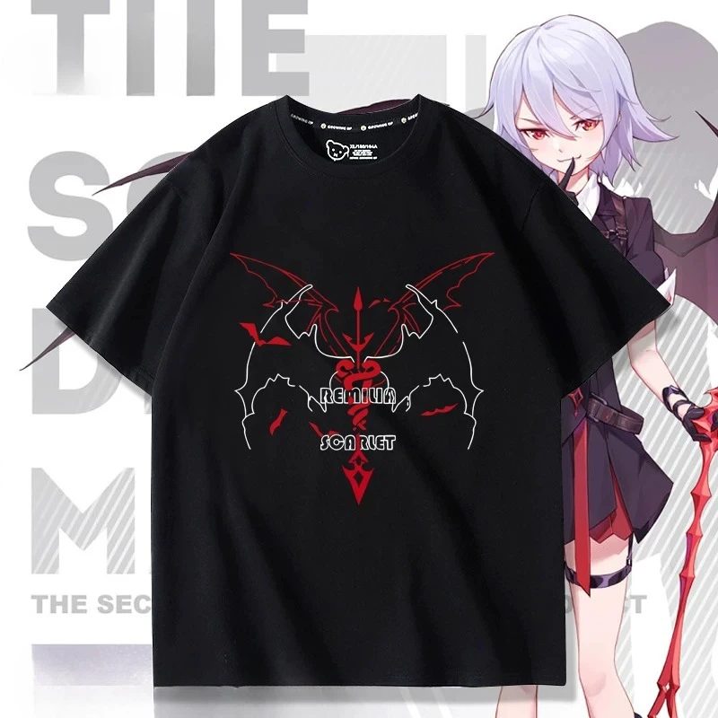 Anime TouHou Project Remilia Scarlet Graphics T-shirt High Quality Summer Short Sleeve Streetwear Harajuku Y2K Men's Clothing