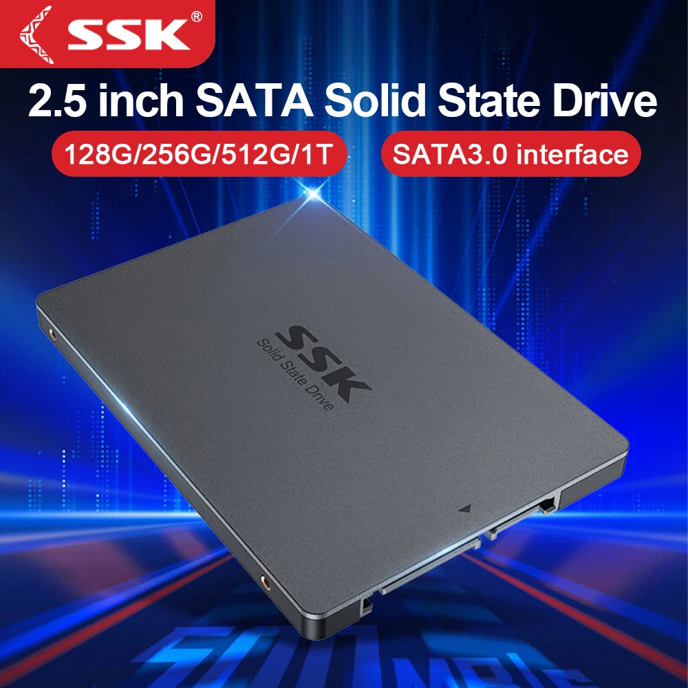 

SSK SATA III SSD 2,5-дюймовый внутренний твердотельный накопитель 256 ГБ 512 ГБ 1 ТБ SSD Жесткий диск до 500 МБ/с для обновления ПК, ноутбуков, настольных компьютеров
